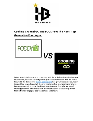 Cooking Channel GO and FOODYTV- The Next- Top Generation Food Apps.