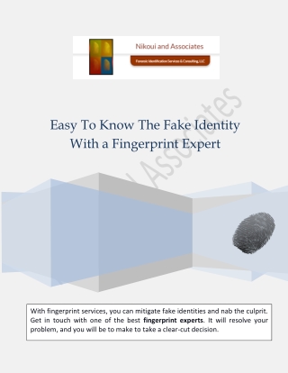 Easy To Know The Fake Identity With a Fingerprint Expert