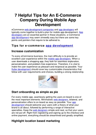 7 Helpful Tips for An E-Commerce Company During Mobile App Development