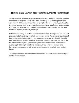 How to Take Care of Your Hair if You Are into Hair Styling?