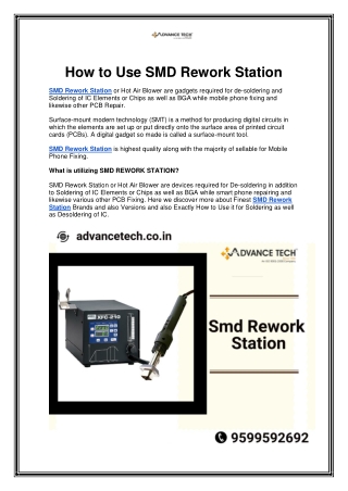 How to Use SMD Rework Station