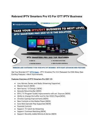 Rebrand IPTV Smarters Pro V3 For OTT IPTV Business