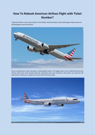 How To Rebook American Airlines Flight with Ticket Number