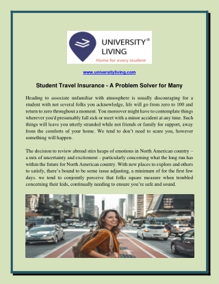 Student Travel Insurance- A Problem Solver For Many