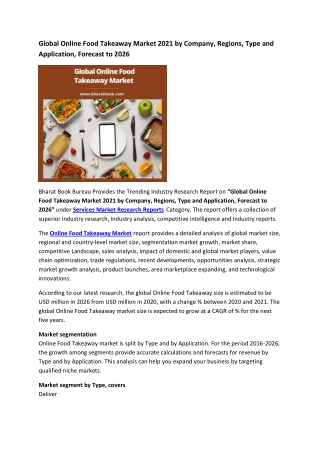 Global Online Food Takeaway Market Research Report 2021-2026