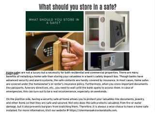 What should you store in a safe?