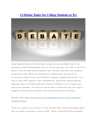 13 Debate Topics for College Students to Try