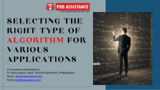Selecting the Right Type of Algorithm for Various Applications - Phdassistance