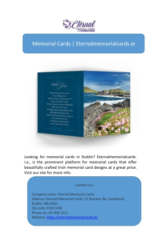 Memorial Cards | Eternalmemorialcards.ie