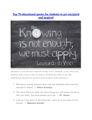 Top 70 educational quotes for students to get energized and inspired