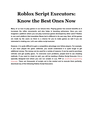 Roblox Script Executors: Know the Best Ones Now