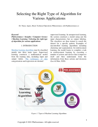 Selecting the Right Type of Algorithm for Various Applications - Phdassistance