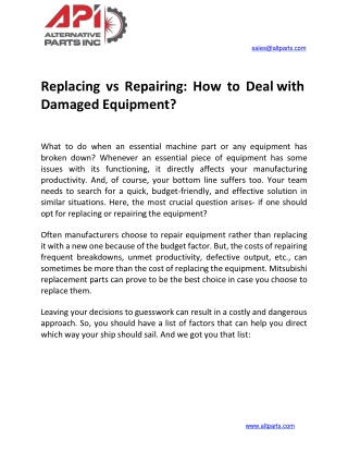 Replacing vs Repairing- How to Deal with Damaged Equipment