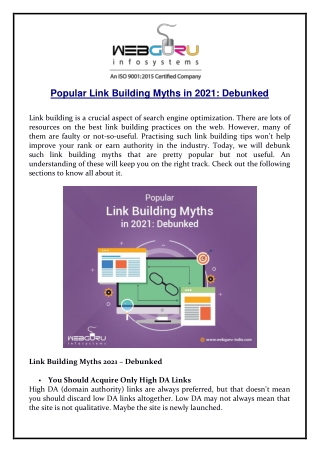 Popular Link Building Myths in 2021 Debunked