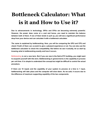 Bottleneck Calculator What is it and How to Use it_