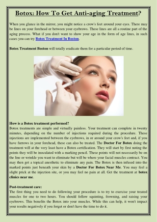 Botox How To Get Anti-aging Treatment
