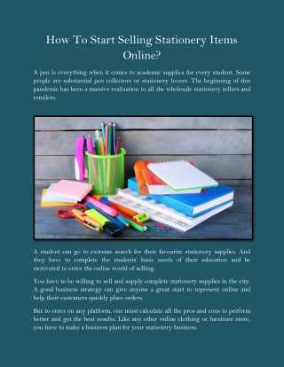 How To Start Selling Stationery Items Online