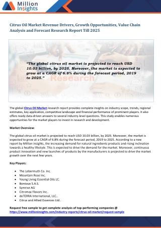Citrus Oil Market