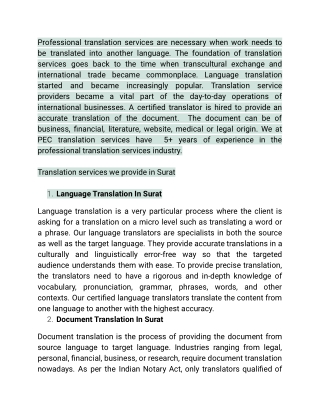 TRANSLATION SERVICES IN SURAT