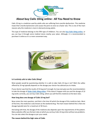 About buy Cialis 10mg online  All You Need to Know