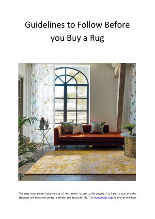 Guidelines to Follow Before you Buy a Rug