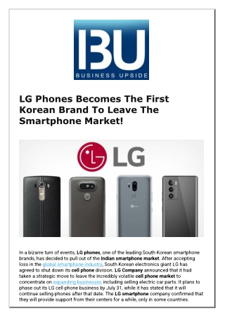 LG Phones Becomes The First Korean Brand To Leave The Smartphone Market