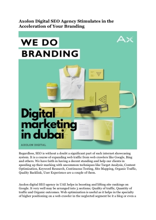 Axolon Digital SEO Agency Stimulates in the Acceleration of Your Branding