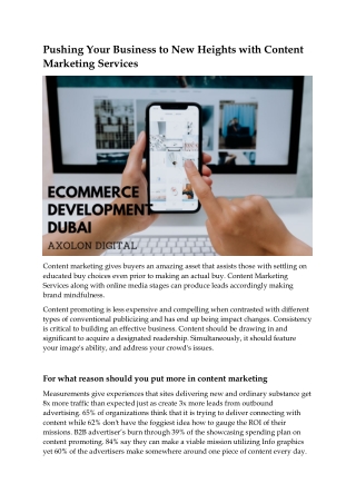 Pushing Your Business to new Heights with Content Marketing Services