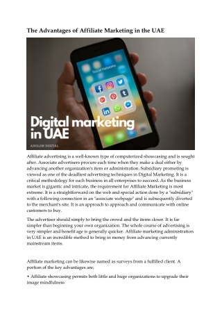The Advantages of Affiliate Marketing in the UAE