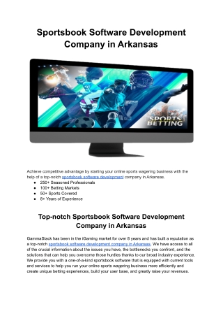 Sportsbook Software Development Company in Arkansas