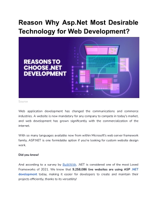 Reason Why Asp.Net Most Desirable Technology for Web Development_
