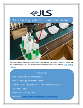 Case Packing Systems | Jlsautomation.com