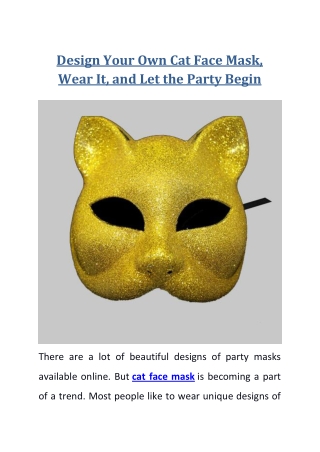 Design Your Own Cat Face Mask, Wear It, and Let the Party Begin