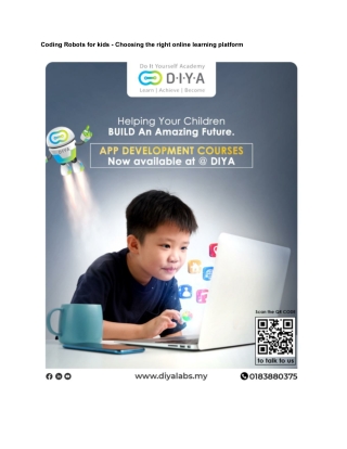 Coding Robots for kids - Choosing the right online learning platform