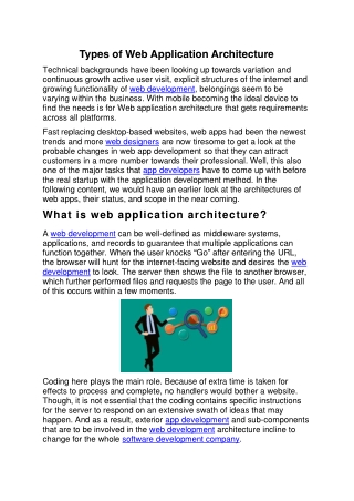 Types of Web Application Architecture