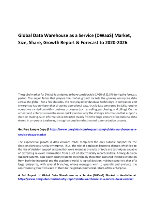 Global Data Warehouse as a Service (DWaaS) Market, Size, Share, Growth Report &