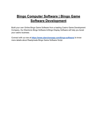 Bingo Computer Software | Bingo Game Software Development