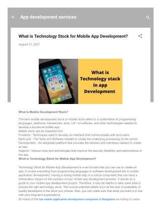 What is Technology Stock for Mobile App Development