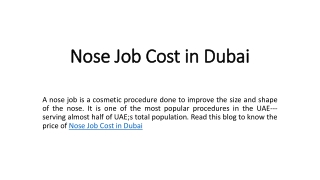 Nose Job Cost in Dubai