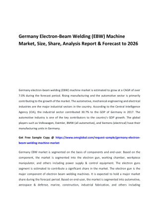 Germany Electron-Beam Welding (EBW) Machine Market pdf