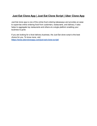 Just Eat Clone App | Just Eat Clone Script | Uber Clone App
