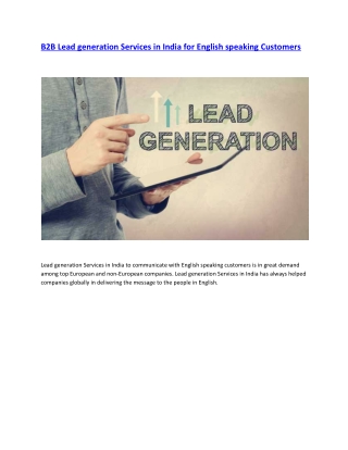 B2B Lead generation Services in India for English speaking Customers-converted
