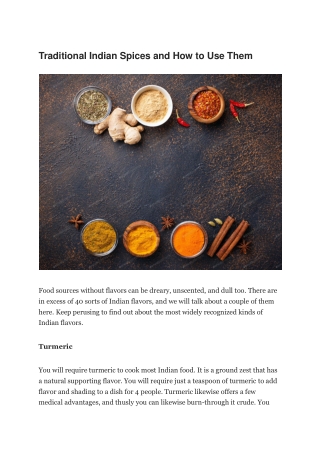 Traditional Indian Spices and How to Use Them