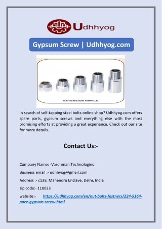 Gypsum Screw | Udhhyog.com