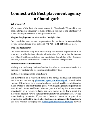 Connect with Best placement agency in Chandigarh