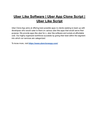 Uber Like Software | Uber App Clone Script | Uber Like Script