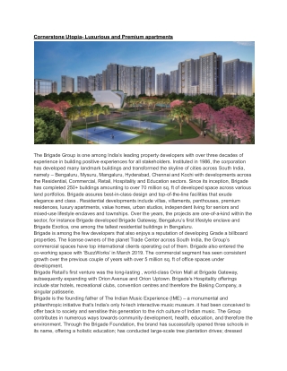 Cornerstone Utopia- Luxurious and Premium apartments