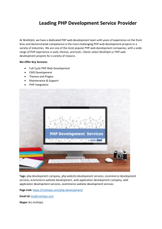 Leading PHP Development Service Provider