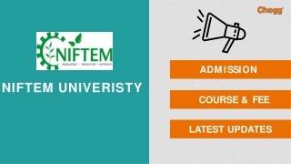 National Institute of Food Technology - [NIFTEM], Sonipat