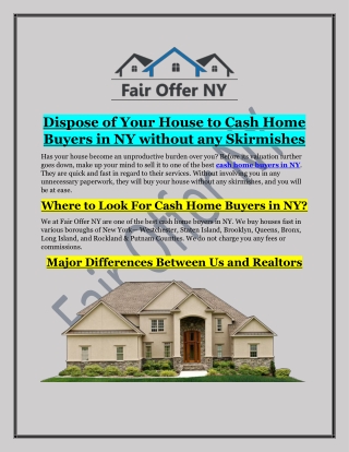 Cash Home Buyers in NY | Fair Offer NY